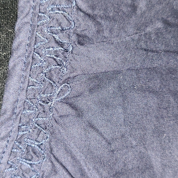 Torrid navy blue embroidered long-sleeved blouse. - Picture 3 of 7